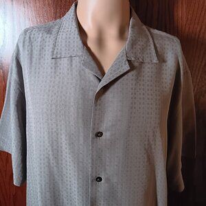 VIA EUROPA DRESS SHIRT -SHORT SLEEVE BUTTON DOWN - XXL - GREY